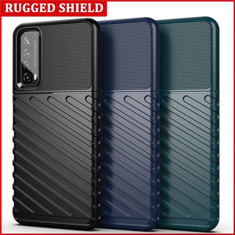 Thunder Series Twill Grain TPU Cover for Huawei P smart 2021/Y7a Case - Black