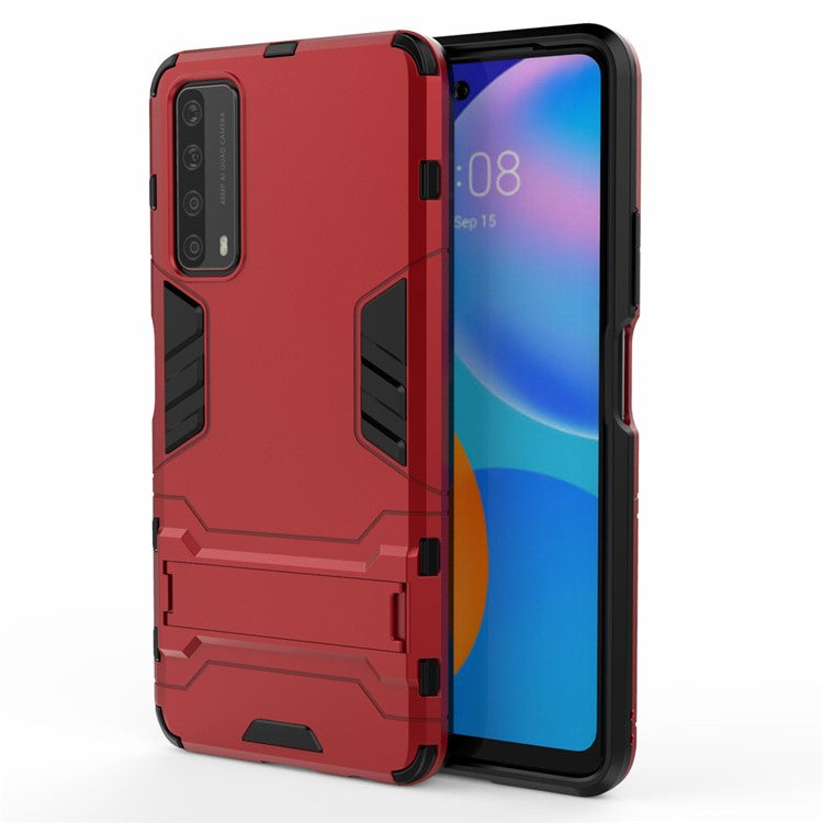 2 in 1 PC + TPU Hybrid Phone Cover with Slide-Out Kickstand for Huawei P smart 2021/Y7a - Red