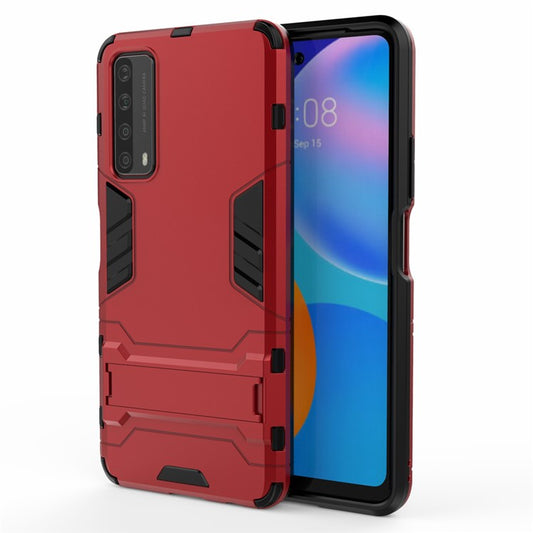 2 in 1 PC + TPU Hybrid Phone Cover with Slide-Out Kickstand for Huawei P smart 2021/Y7a - Red