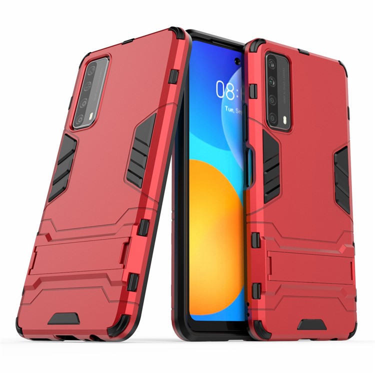 2 in 1 PC + TPU Hybrid Phone Cover with Slide-Out Kickstand for Huawei P smart 2021/Y7a - Red