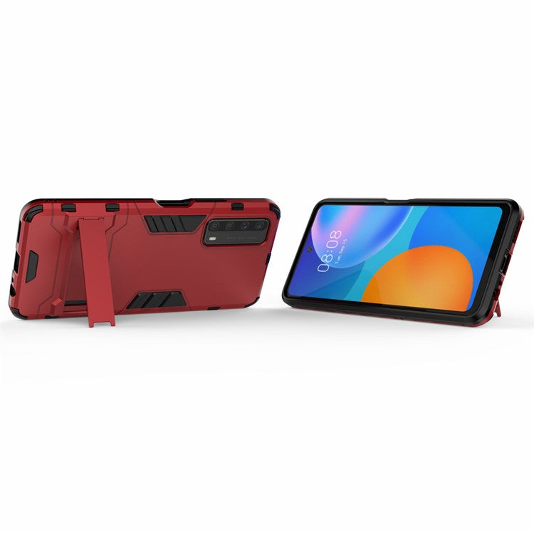 2 in 1 PC + TPU Hybrid Phone Cover with Slide-Out Kickstand for Huawei P smart 2021/Y7a - Red