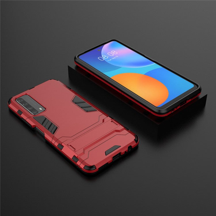 2 in 1 PC + TPU Hybrid Phone Cover with Slide-Out Kickstand for Huawei P smart 2021/Y7a - Red