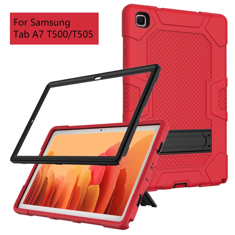Slide-Out Kickstand Contrast Color PC TPU Silicone Tablet Case Cover for Samsung Galaxy Tab A7 10.4 (2020)  / (2022) T505 / T500 / T507 / T505N - Red / Black