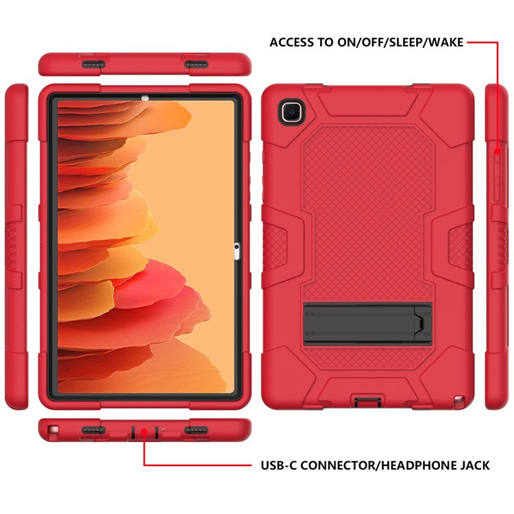 Slide-Out Kickstand Contrast Color PC TPU Silicone Tablet Case Cover for Samsung Galaxy Tab A7 10.4 (2020)  / (2022) T505 / T500 / T507 / T505N - Red / Black