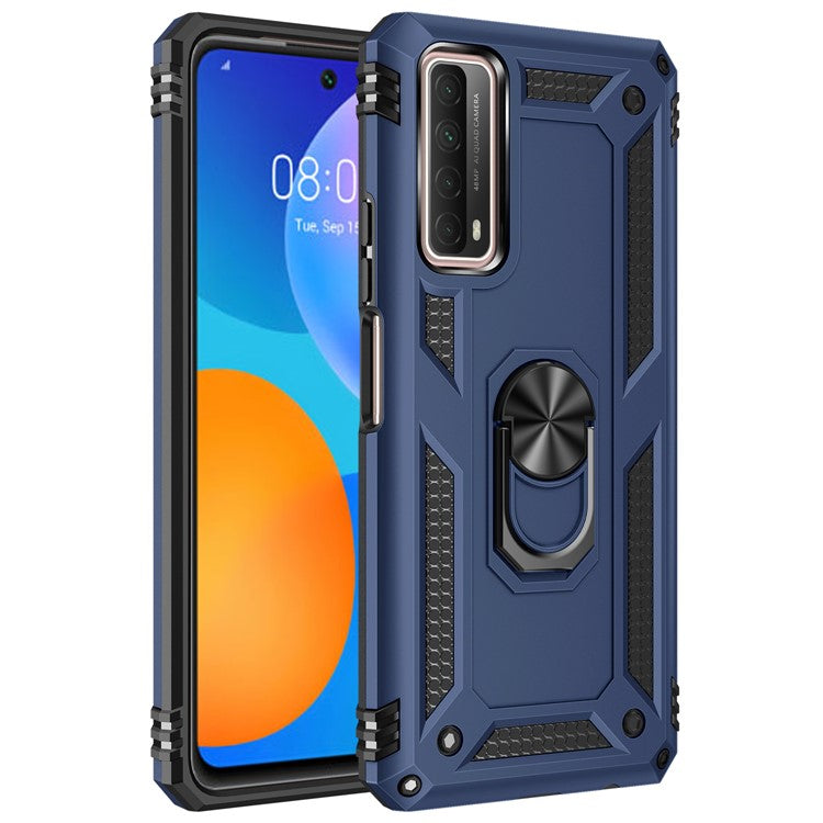 Armor Anti-fall Hybrid PC TPU Shell for Huawei P smart 2021/Y7a Kickstand Cover - Blue
