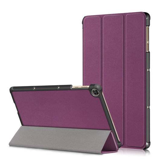 Tri-fold Flexible-Angle Stand Wake/Sleep Leather Smart Case for Huawei MatePad T 10S/T 10 /Enjoy Tablet 2 - Purple