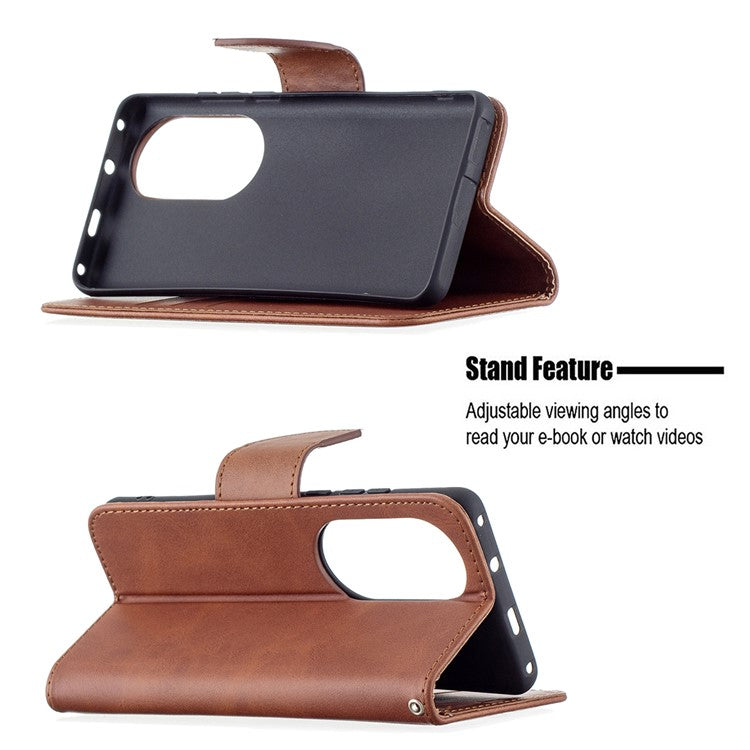 Wallet Leather Stand Shell Cover Case for Huawei P50 Pro - Coffee