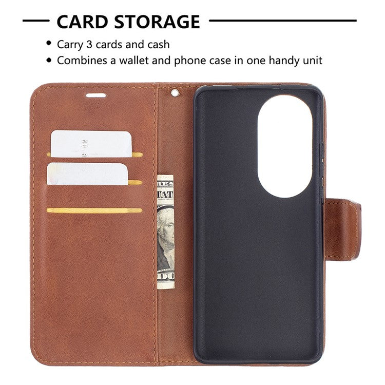 Wallet Leather Stand Shell Cover Case for Huawei P50 Pro - Coffee