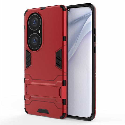 2 in 1 Kickstand Design Hybrid Phone Protector Full Protection Cover Case for Huawei P50 Pro - Red