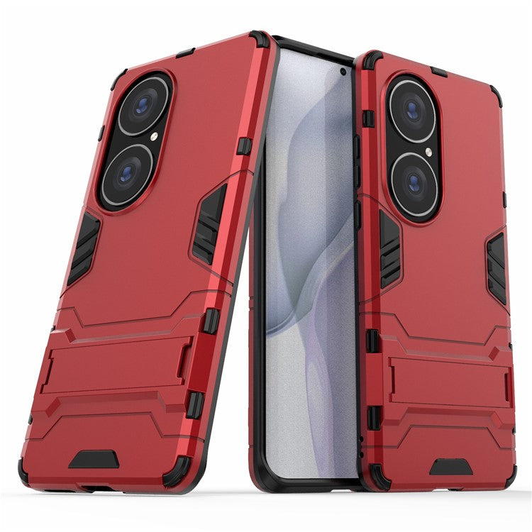 2 in 1 Kickstand Design Hybrid Phone Protector Full Protection Cover Case for Huawei P50 Pro - Red