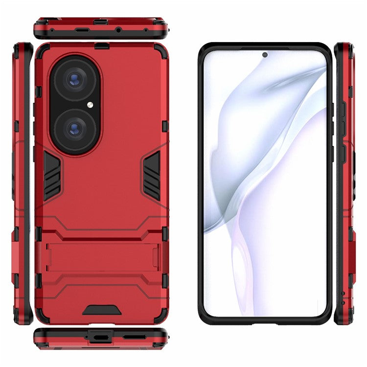 2 in 1 Kickstand Design Hybrid Phone Protector Full Protection Cover Case for Huawei P50 Pro - Red