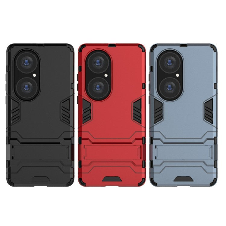 2 in 1 Kickstand Design Hybrid Phone Protector Full Protection Cover Case for Huawei P50 Pro - Red