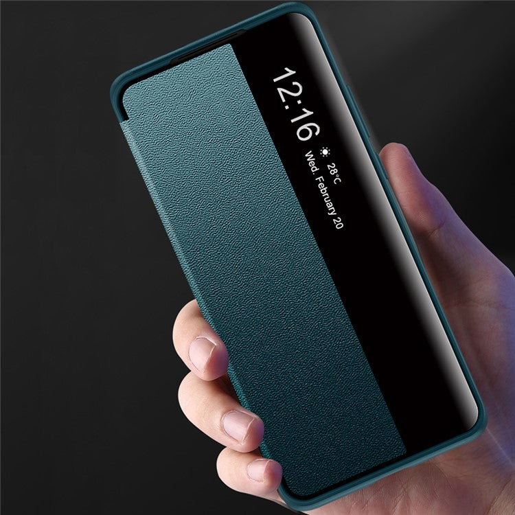 Auto Wake & Sleep Leather Case Drop-Resistant Flip Cover for Huawei P50 Pro - Black
