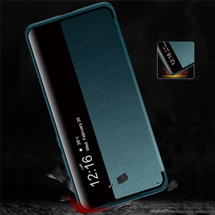 Auto Wake & Sleep Leather Case Drop-Resistant Flip Cover for Huawei P50 Pro - Black