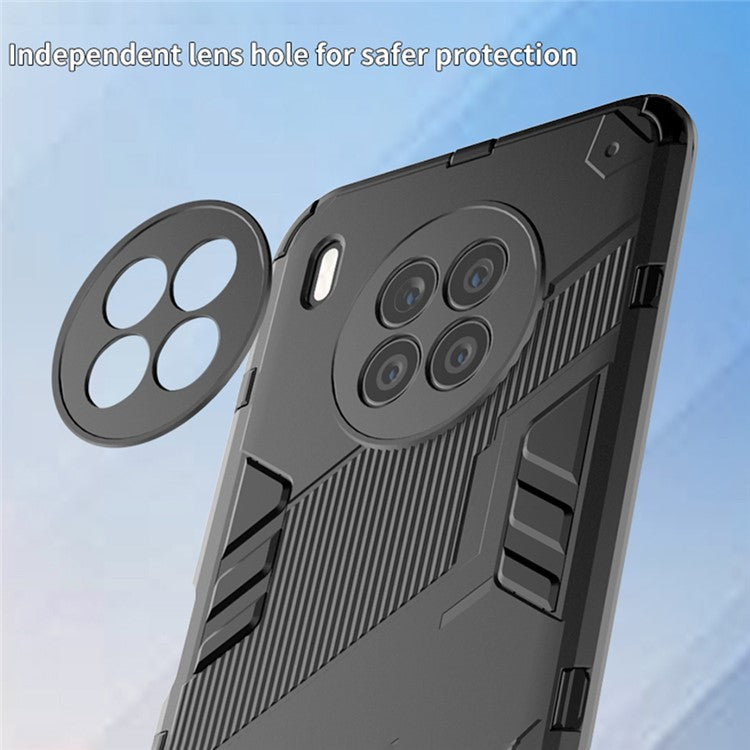Armor Shockproof Hard PC + TPU Bumper Hybrid Protective Cover with Kickstand for Huawei nova 8i (Global Version)/Honor 50 Lite - Red