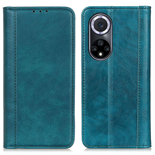 Auto-absorbed Magnetic Closing Litchi Texture Split Leather Stand Phone Cover Case for Huawei nova 9 - Green