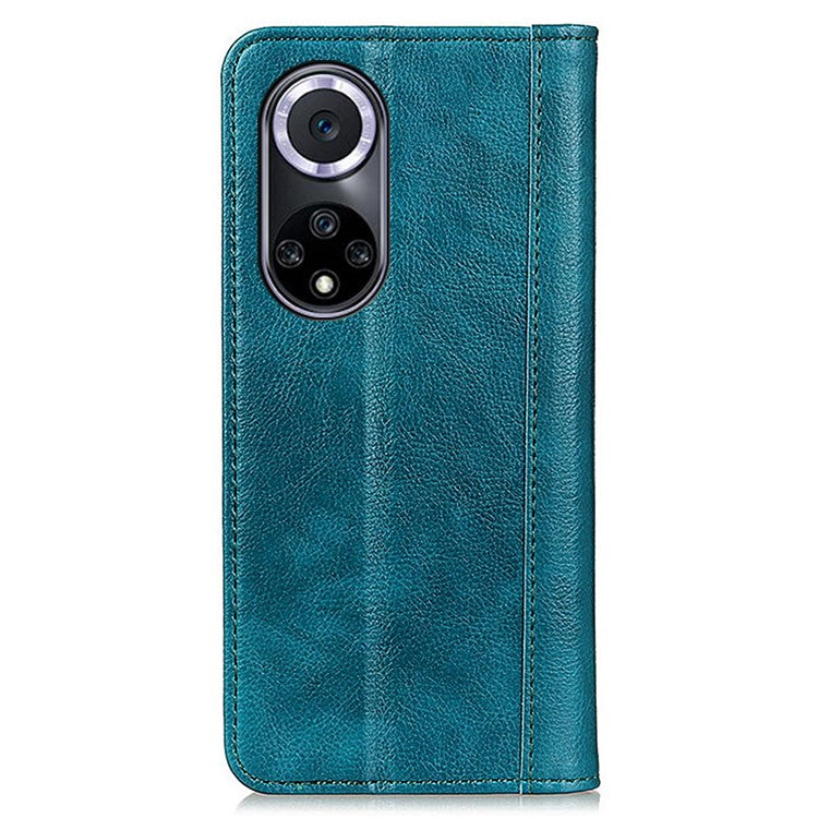 Auto-absorbed Magnetic Closing Litchi Texture Split Leather Stand Phone Cover Case for Huawei nova 9 - Green