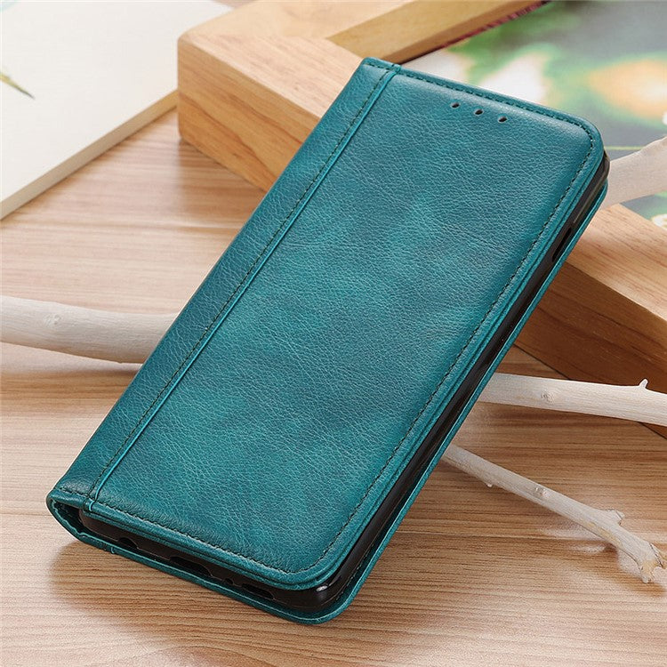 Auto-absorbed Magnetic Closing Litchi Texture Split Leather Stand Phone Cover Case for Huawei nova 9 - Green
