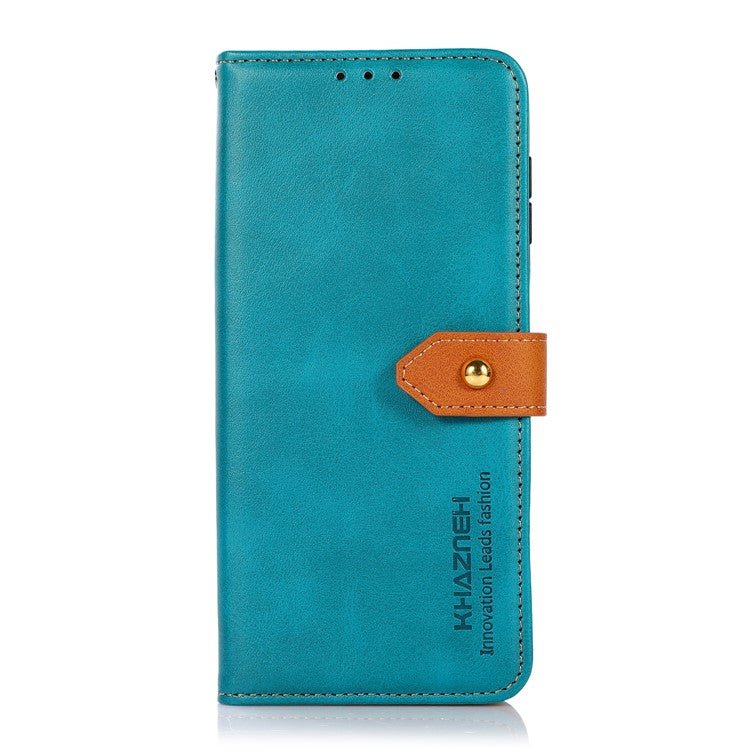 KHAZNEH Magnetic Golden Clasp Wallet Stand Leather Cover Inner TPU Phone Case for Huawei nova 9 Pro - Blue