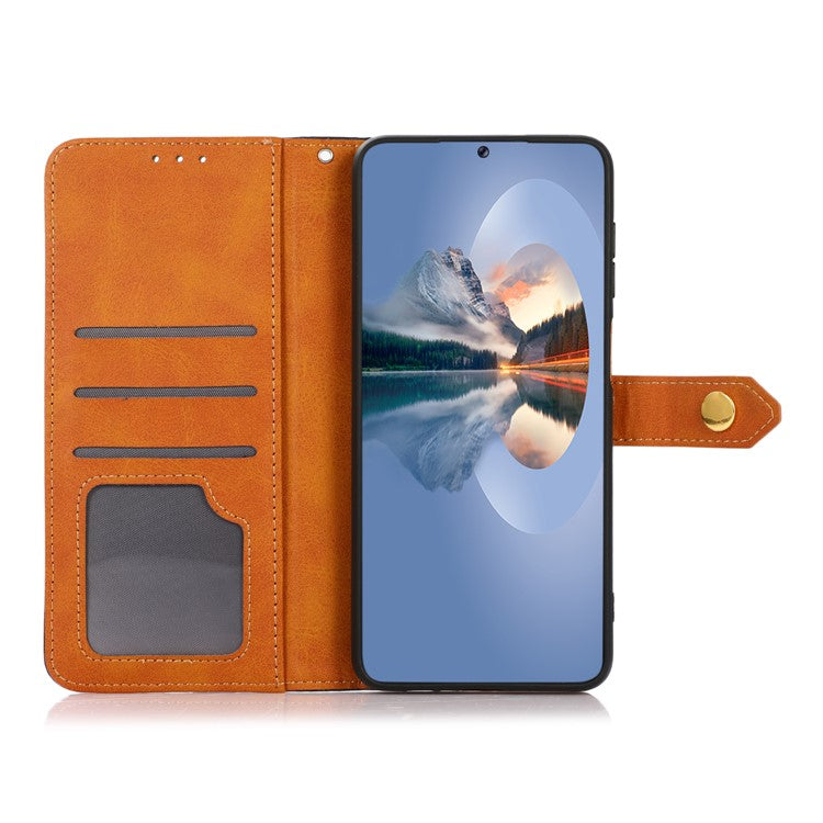 KHAZNEH Magnetic Golden Clasp Wallet Stand Leather Cover Inner TPU Phone Case for Huawei nova 9 Pro - Blue