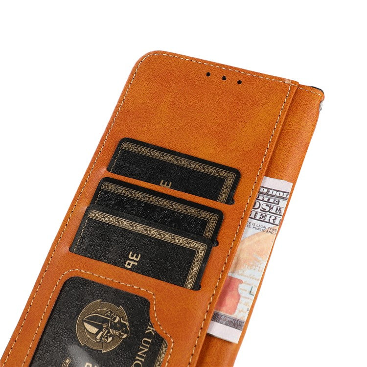 KHAZNEH Magnetic Golden Clasp Wallet Stand Leather Cover Inner TPU Phone Case for Huawei nova 9 Pro - Blue