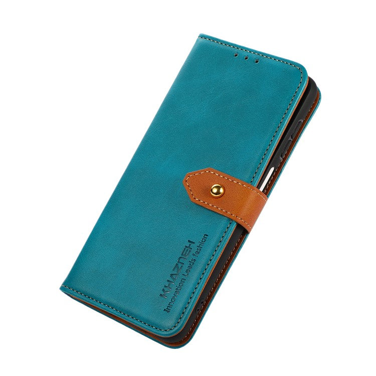KHAZNEH Magnetic Golden Clasp Wallet Stand Leather Cover Inner TPU Phone Case for Huawei nova 9 Pro - Blue