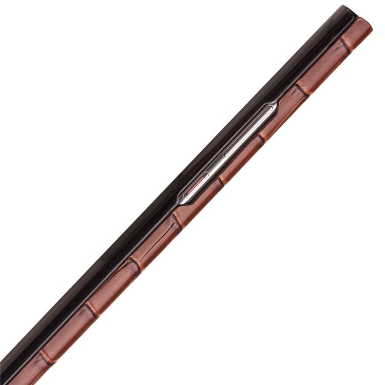 QIALINO Auto Wake/Sleep Ultra-slim Crocodile Texture Genuine Leather View Window Phone Case Shell for Huawei P50 - Brown