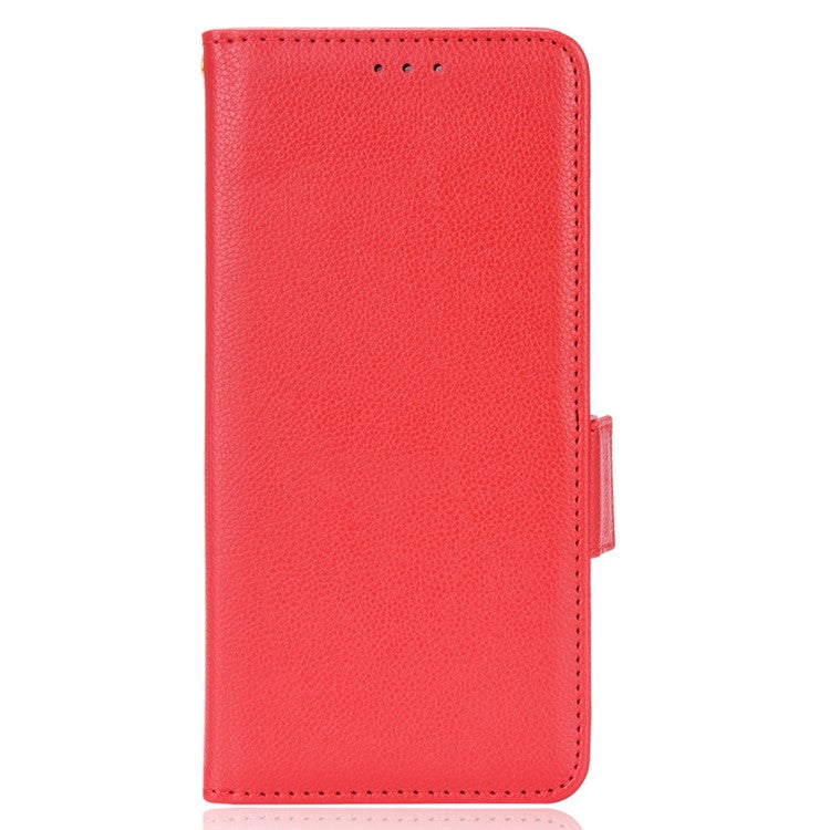 Double Magnetic Clasp Litchi Texture PU Leather Stand Flip Cover Anti-Fall Protective Wallet Phone Case for Huawei nova 8i / Honor 50 Lite - Red