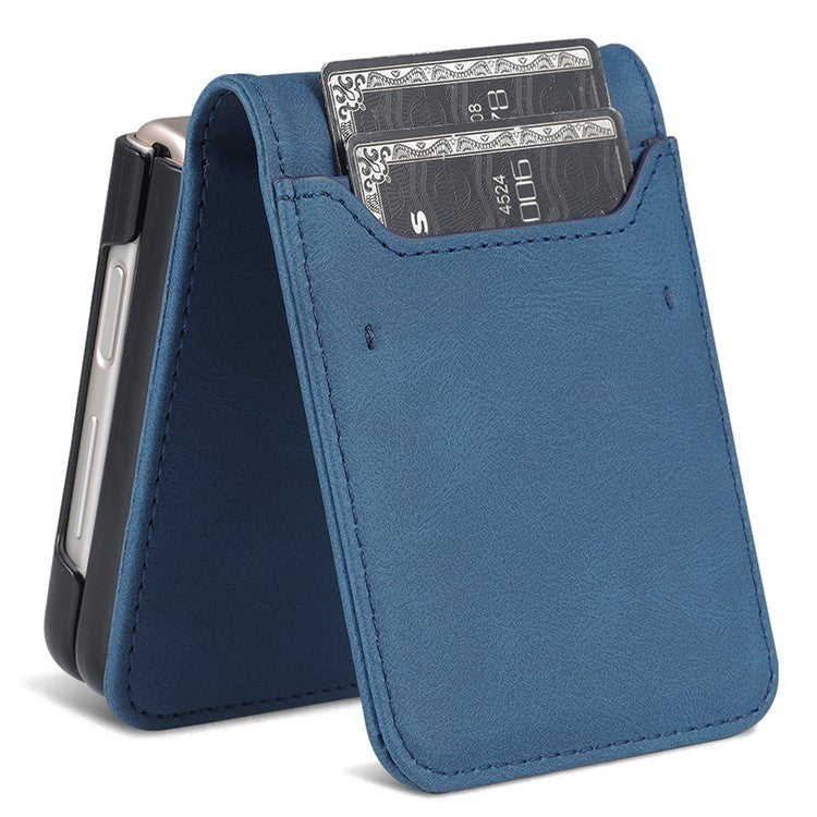 AZNS PU Leather Flip Phone Case for Huawei P50 Pocket / Pocket S, Folding All-Inclusive Protective Phone Cover with Card Slots - Blue