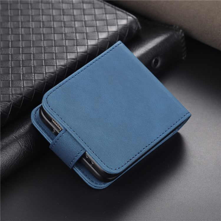 AZNS PU Leather Flip Phone Case for Huawei P50 Pocket / Pocket S, Folding All-Inclusive Protective Phone Cover with Card Slots - Blue