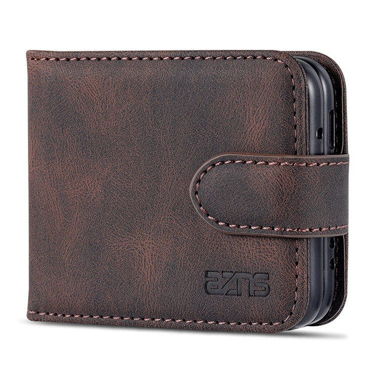 AZNS PU Leather Flip Phone Case for Huawei P50 Pocket / Pocket S, Folding All-Inclusive Protective Phone Cover with Card Slots - Brown