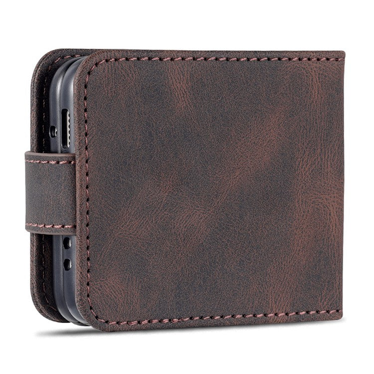 AZNS PU Leather Flip Phone Case for Huawei P50 Pocket / Pocket S, Folding All-Inclusive Protective Phone Cover with Card Slots - Brown