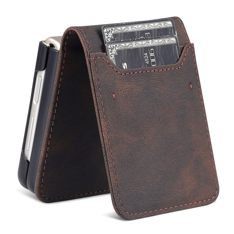 AZNS PU Leather Flip Phone Case for Huawei P50 Pocket / Pocket S, Folding All-Inclusive Protective Phone Cover with Card Slots - Brown