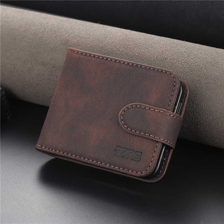 AZNS PU Leather Flip Phone Case for Huawei P50 Pocket / Pocket S, Folding All-Inclusive Protective Phone Cover with Card Slots - Brown