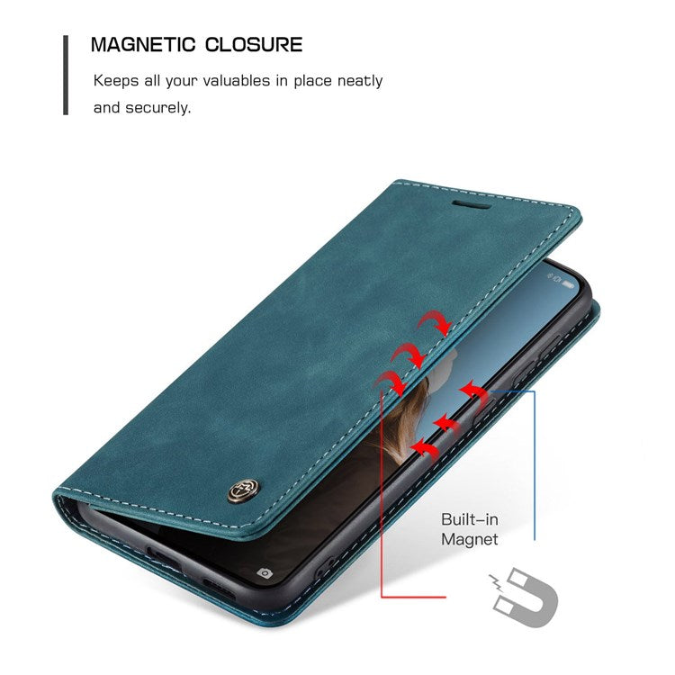 CASEME 013 Series for Huawei P50 Wallet PU Leather Case Foldable Stand Magnetic Auto-absorbed Flip Cover - Blue
