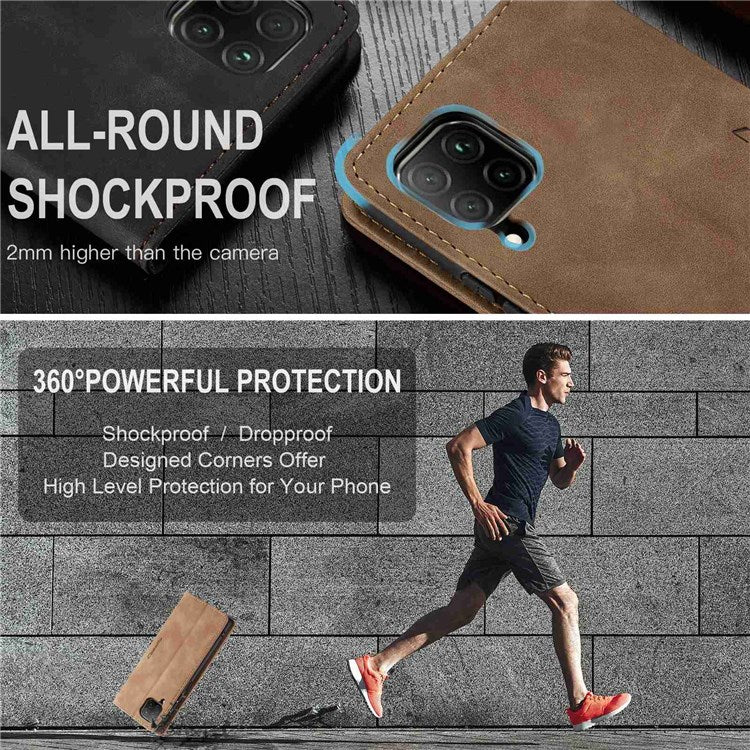 CASEME 013 Series for Huawei P40 lite 4G/Nova 7i/nova 6 SE PU Leather Folio Flip Wallet Cover Adjustable Stand Phone Case - Brown