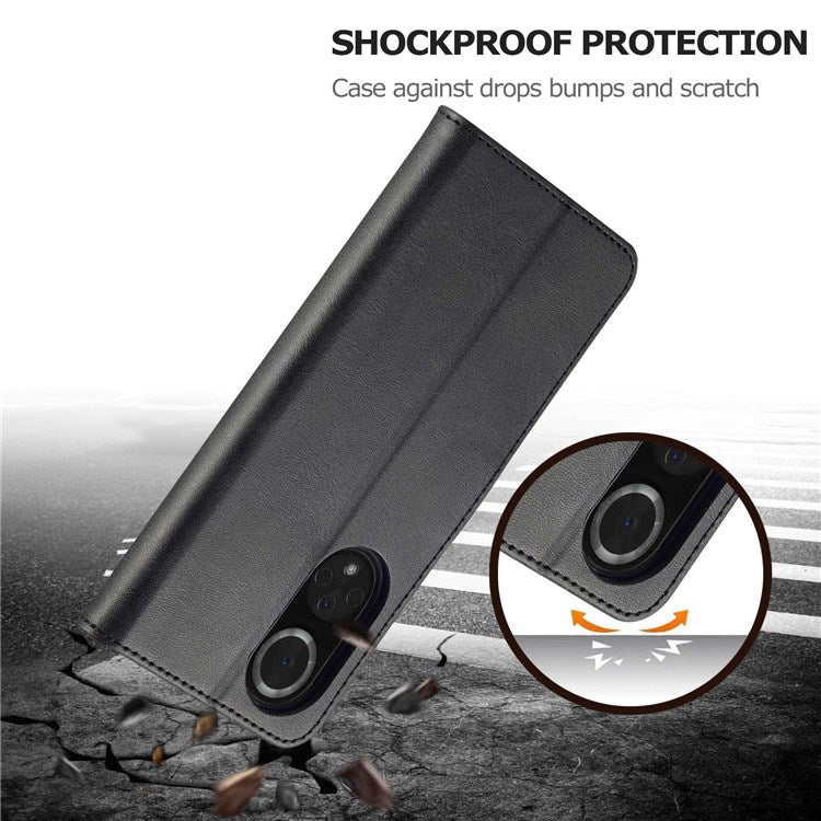 LC.IMEEKE for Huawei nova 9/Honor 50 Textured PU Leather Flip Folio Horizontal Stand Wallet Case Phone Case Cover - Black