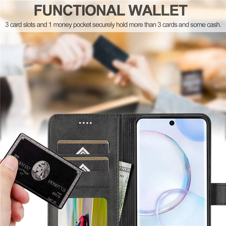 LC.IMEEKE for Huawei nova 9/Honor 50 Textured PU Leather Flip Folio Horizontal Stand Wallet Case Phone Case Cover - Black