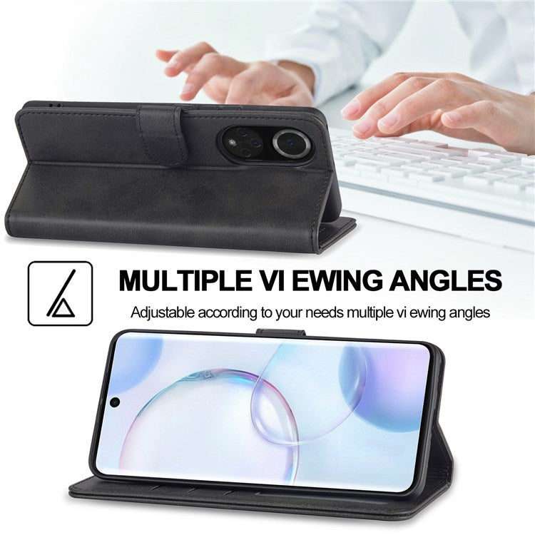 LC.IMEEKE for Huawei nova 9/Honor 50 Textured PU Leather Flip Folio Horizontal Stand Wallet Case Phone Case Cover - Black