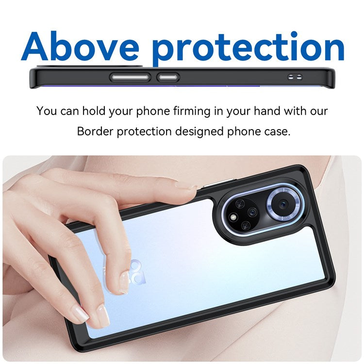 For Huawei nova 9 Pro/Honor 50 Pro Transparent Back Case Hybrid Acrylic + TPU Shockproof Cell Phone Protector with Independent Buttons - Black