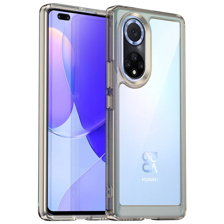 For Huawei nova 9 Pro/Honor 50 Pro Transparent Back Case Hybrid Acrylic + TPU Shockproof Cell Phone Protector with Independent Buttons - Transparent Grey