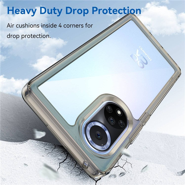 For Huawei nova 9 Pro/Honor 50 Pro Transparent Back Case Hybrid Acrylic + TPU Shockproof Cell Phone Protector with Independent Buttons - Transparent Grey