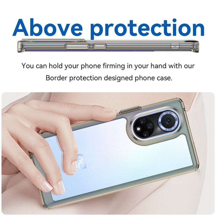 For Huawei nova 9 Pro/Honor 50 Pro Transparent Back Case Hybrid Acrylic + TPU Shockproof Cell Phone Protector with Independent Buttons - Transparent Grey