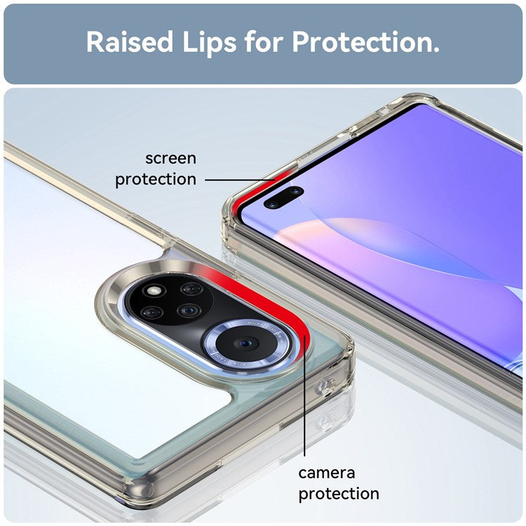 For Huawei nova 9 Pro/Honor 50 Pro Transparent Back Case Hybrid Acrylic + TPU Shockproof Cell Phone Protector with Independent Buttons - Transparent Grey
