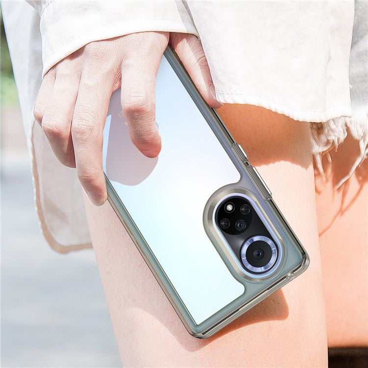 For Huawei nova 9 Pro/Honor 50 Pro Transparent Back Case Hybrid Acrylic + TPU Shockproof Cell Phone Protector with Independent Buttons - Transparent Grey