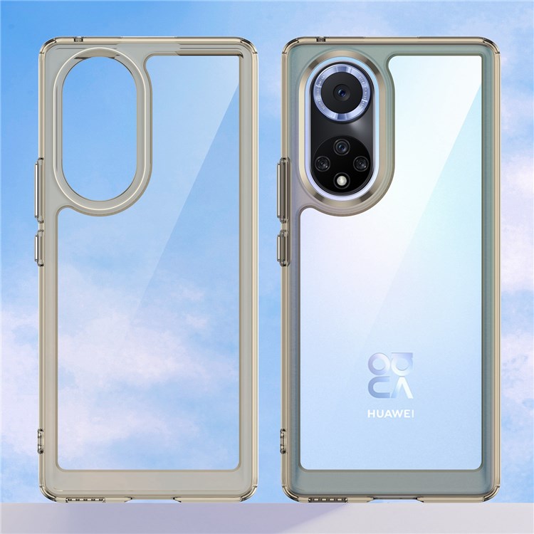 For Huawei nova 9 Pro/Honor 50 Pro Transparent Back Case Hybrid Acrylic + TPU Shockproof Cell Phone Protector with Independent Buttons - Transparent Grey