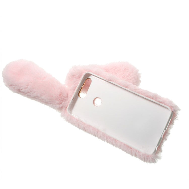 Rabbit Shape Warm Fluffy Fur TPU Mobile Case for Huawei Honor 8 - Pink