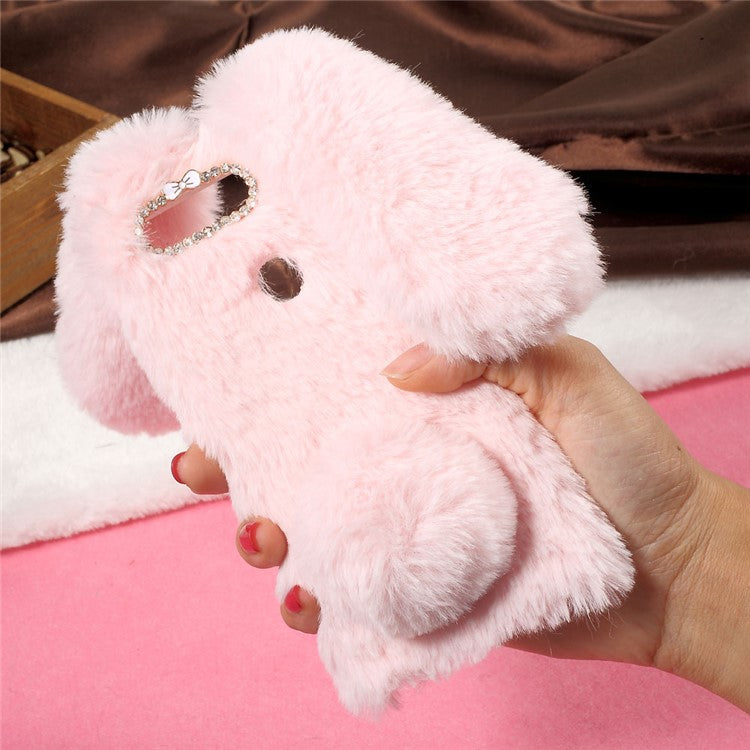 Rabbit Shape Warm Fluffy Fur TPU Mobile Case for Huawei Honor 8 - Pink