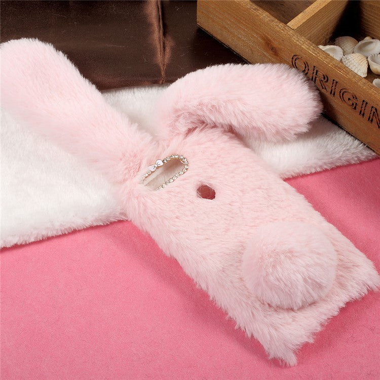 Rabbit Shape Warm Fluffy Fur TPU Mobile Case for Huawei Honor 8 - Pink