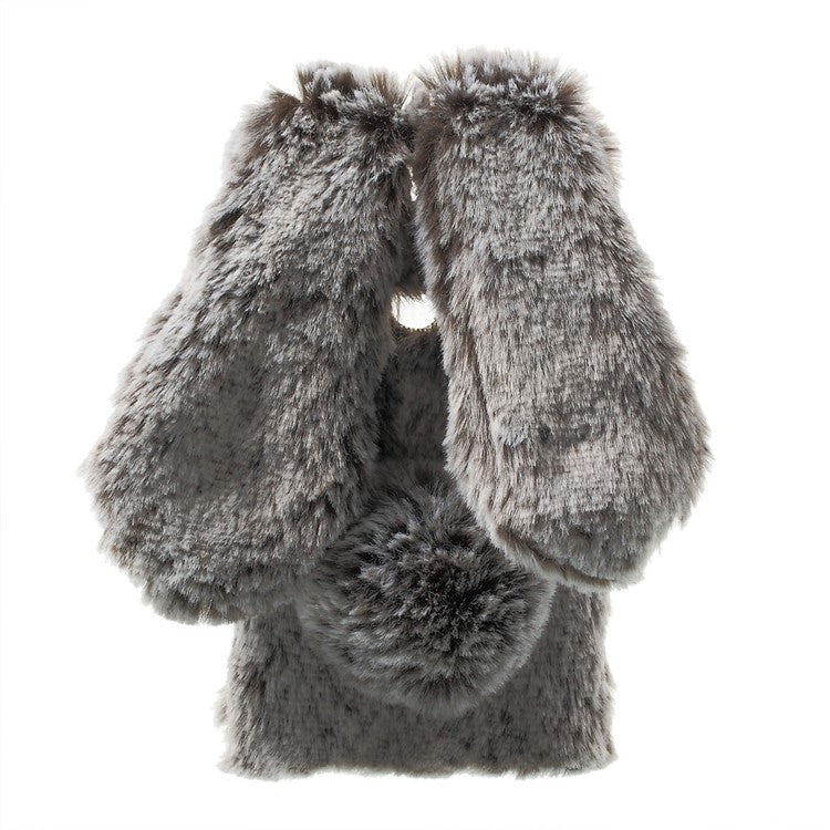 Bunny Shape Warm Fluffy Fur TPU Stand Back Cover for Huawei Honor 8 - Brown